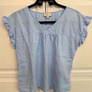 LOFT Light Blue Ruffle Sleeve Blouse